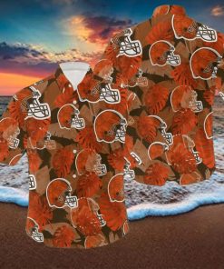 NFL Cleveland Browns Logo Leaf 3D Hawaiian Shirt For Fans Gift Summer