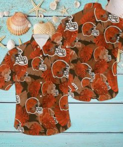 NFL Cleveland Browns Logo Leaf 3D Hawaiian Shirt For Fans Gift Summer