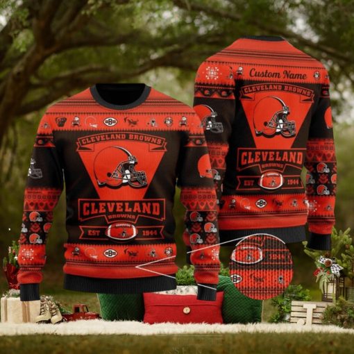 NFL Cleveland Browns Logo New Style Personalized Knitted 3D Sweater