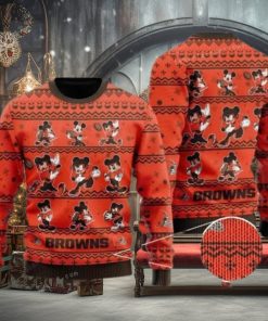 NFL Cleveland Browns Mickey Mouse Christmas Ugly Sweater