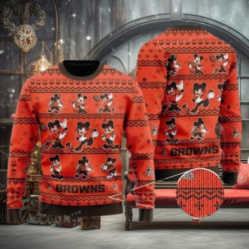 NFL Cleveland Browns Mickey Mouse Christmas Ugly Sweater
