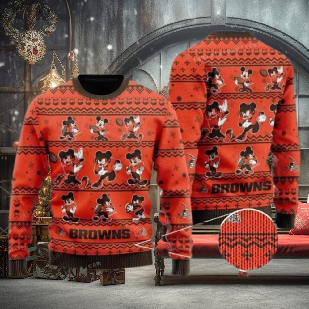 NFL Cleveland Browns Mickey Mouse Christmas Ugly Sweater NFL Cleveland Browns Mickey Mouse Christmas Ugly Sweater