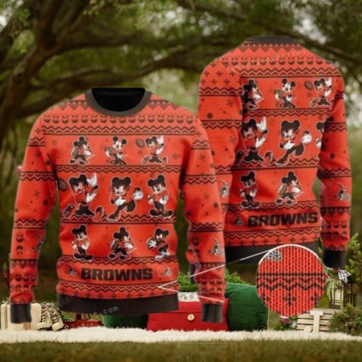 NFL Cleveland Browns Mickey Mouse Christmas Ugly Sweater