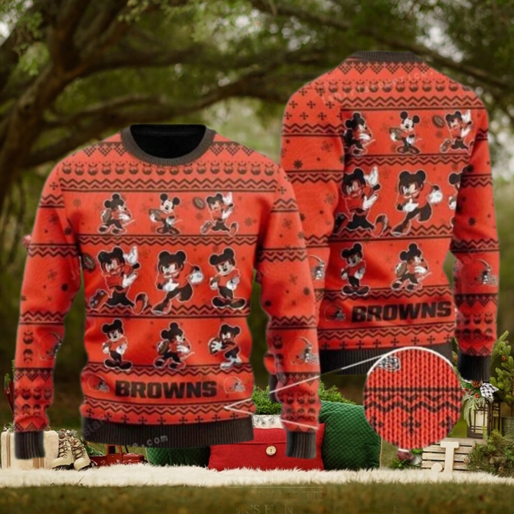 NFL Cleveland Browns Mickey Mouse Christmas Ugly Sweater NFL Cleveland Browns Mickey Mouse Christmas Ugly Sweater