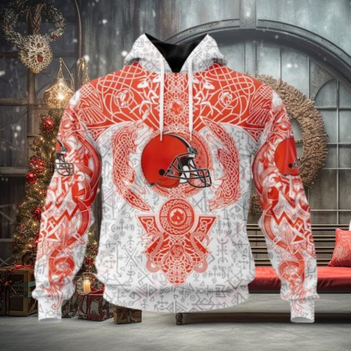 NFL Cleveland Browns Norse Viking Symbols 3D Hoodie