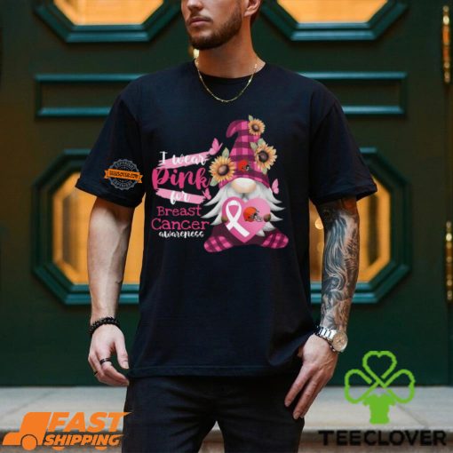 NFL Cleveland Browns Special Gnomes Flower In October I Wear Pink For Breast Cancer Awareness 2D Shirt