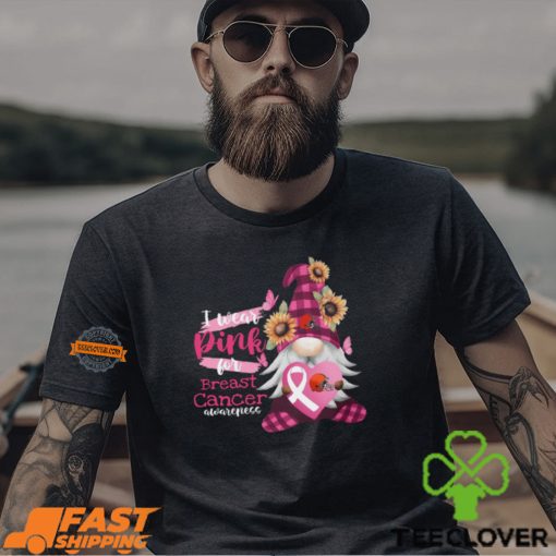 NFL Cleveland Browns Special Gnomes Flower In October I Wear Pink For Breast Cancer Awareness 2D Shirt