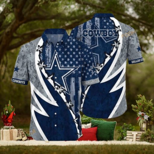 NFL Cowboys Hawaiian Shirt, American Flag Aloha Shirt For Fans