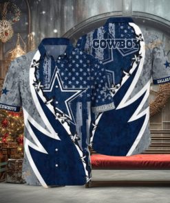 NFL Cowboys Hawaiian Shirt, American Flag Aloha Shirt For Fans