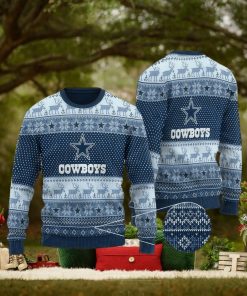NFL Dallas Cowboys Christmas AOP Skiing Knitted Sweater For Fans
