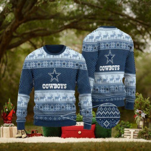NFL Dallas Cowboys Christmas AOP Skiing Knitted Sweater For Fans