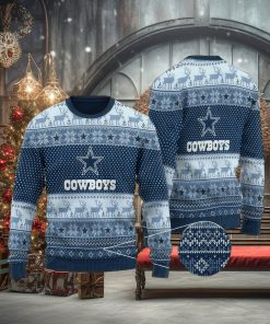 NFL Dallas Cowboys Christmas AOP Skiing Knitted Sweater For Fans