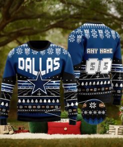 NFL Dallas Cowboys Custom Name And Number Christmas Gift For Fans Ugly Christmas  Sweater - Teeclover