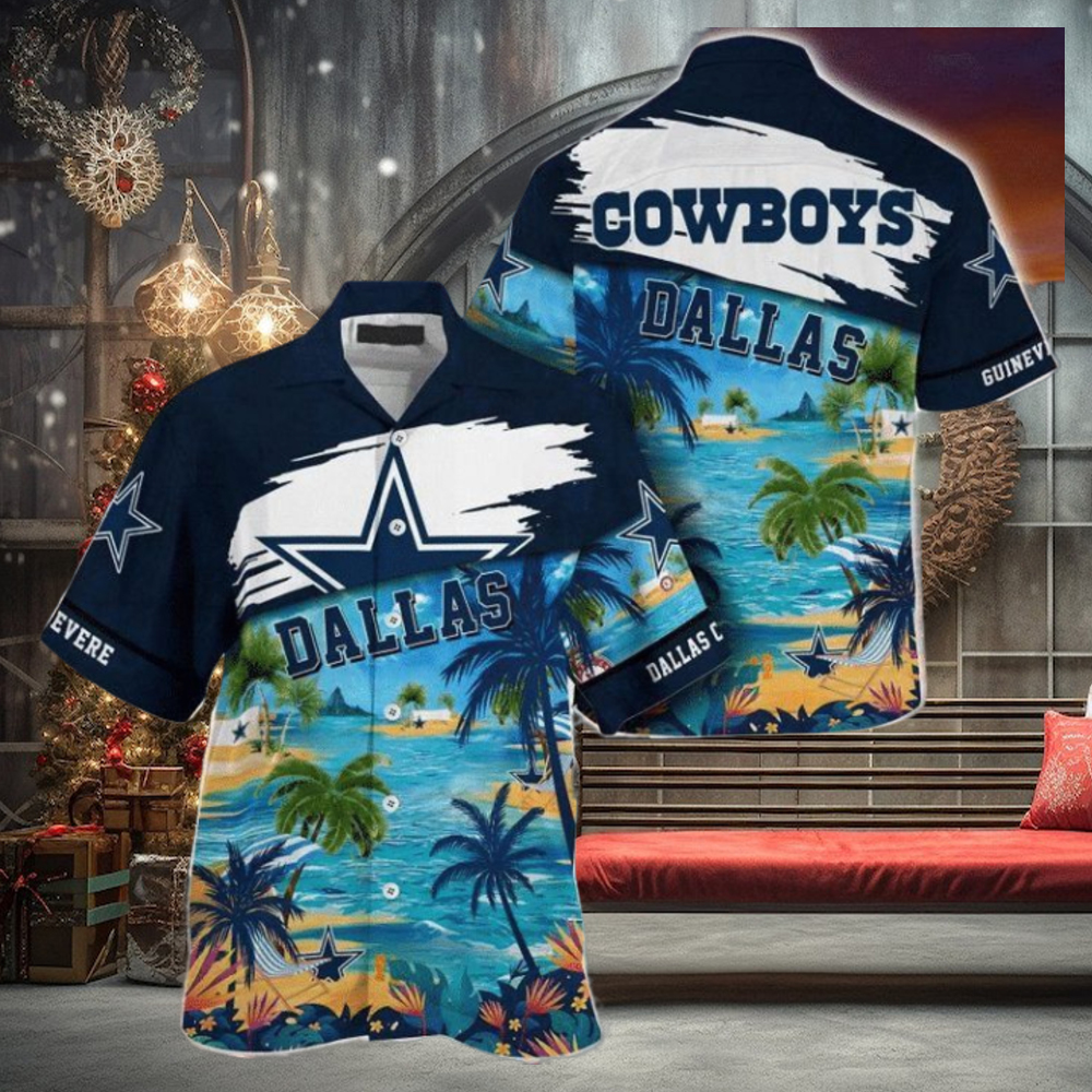 NFL Dallas Cowboys Custom Name Coconut Beach Hawaiian Shirt NFL Dallas Cowboys Custom Name Coconut Beach Hawaiian Shirt