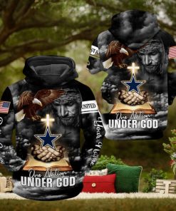 NFL Dallas Cowboys Custom Name One Nation Under God Pullover Hoodie Ver 2