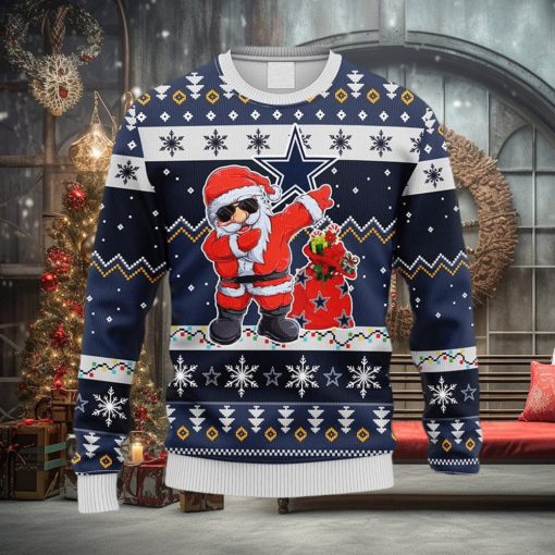 NFL Dallas Cowboys Dabbing Santa Claus Christmas Ugly 3D Sweater For Men And Women Gift Ugly Christmas