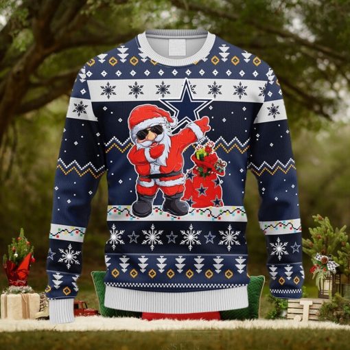 NFL Dallas Cowboys Dabbing Santa Claus Christmas Ugly 3D Sweater For Men And Women Gift Ugly Christmas