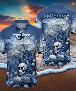 NFL Dallas Cowboys Halloween Skull Pumpkin Hawaiian Shirt