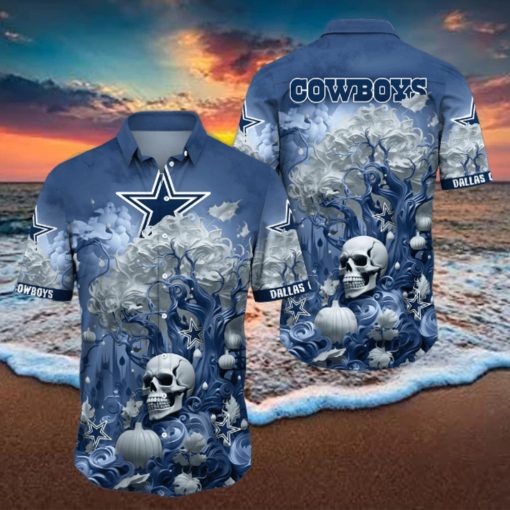 NFL Dallas Cowboys Halloween Skull Pumpkin Hawaiian Shirt