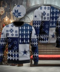 NFL Dallas Cowboys Snow Flower Tree Ugly Xmas Sweater