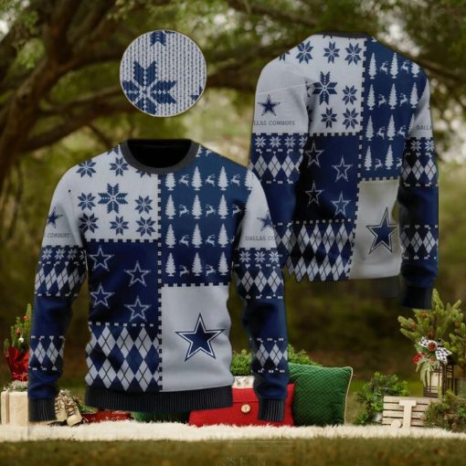 NFL Dallas Cowboys Snow Flower Tree Ugly Xmas Sweater