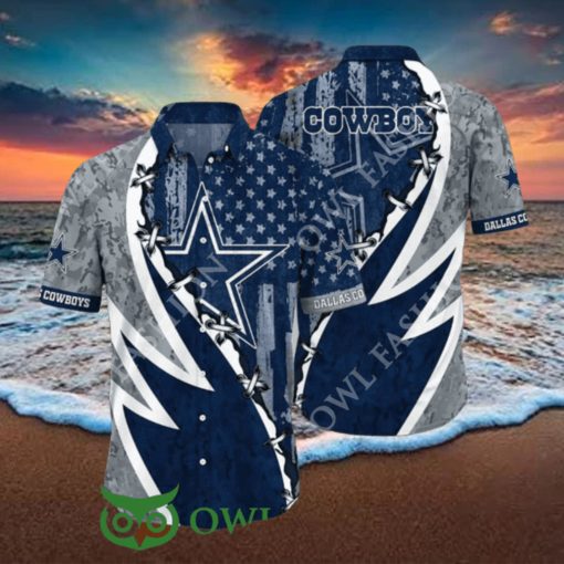 NFL Dallas Cowboys Summer Graphic American Flag Hawaiian Shirt 2024