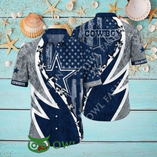 NFL Dallas Cowboys Summer Graphic American Flag Hawaiian Shirt 2024