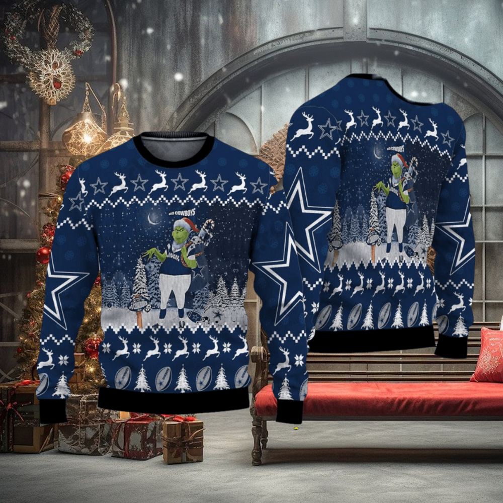 NFL Dallas Cowboys The Grinch Christmas Ugly Sweater - Teeclover