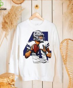 NFL Dallas Cowboys football Dak Prescott number 4 player action pose logo shirt