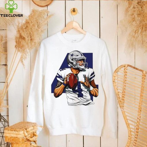 NFL Dallas Cowboys football Dak Prescott number 4 player action pose logo shirt