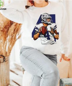 NFL Dallas Cowboys football Dak Prescott number 4 player action pose logo shirt