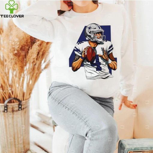 NFL Dallas Cowboys football Dak Prescott number 4 player action pose logo shirt