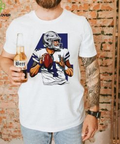 NFL Dallas Cowboys football Dak Prescott number 4 player action pose logo shirt