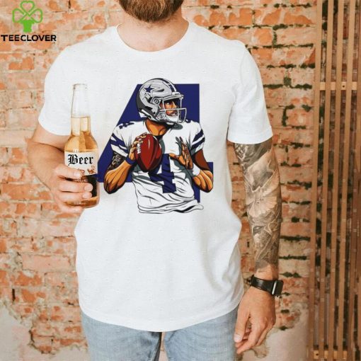 NFL Dallas Cowboys football Dak Prescott number 4 player action pose logo shirt