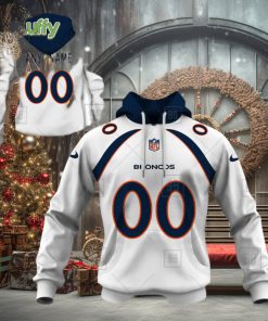 NFL Denver Broncos Custom Name Number White Road Jersey Pullover Hoodie