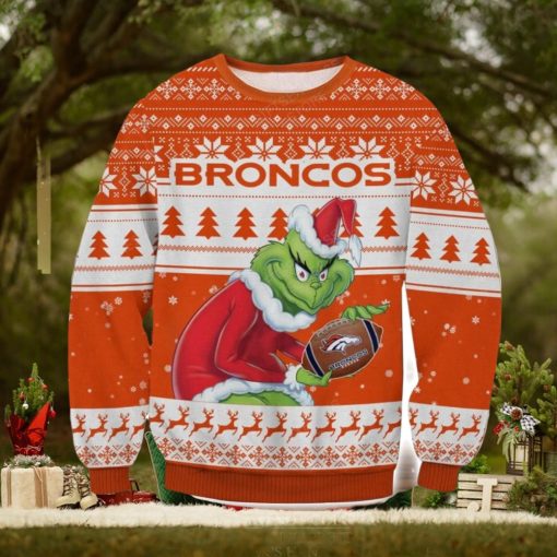 NFL Denver Broncos Grinch AOP Ugly Christmas Sweater Christmas Gift For Men And Women