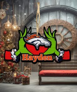 NFL Denver Broncos Grinch Christmas Ornament Personalized Your Name 2023 Christmas Tree Decorations