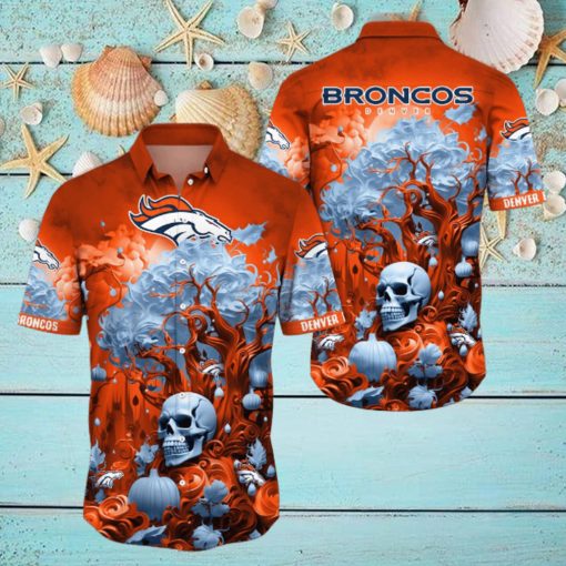 NFL Denver Broncos Halloween Skull Pumpkin Hawaiian Shirt