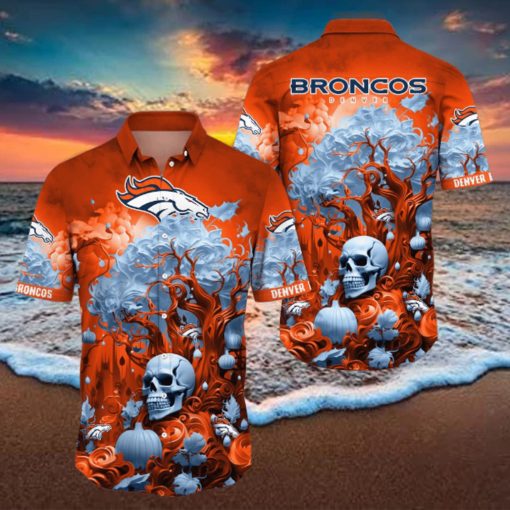 NFL Denver Broncos Halloween Skull Pumpkin Hawaiian Shirt