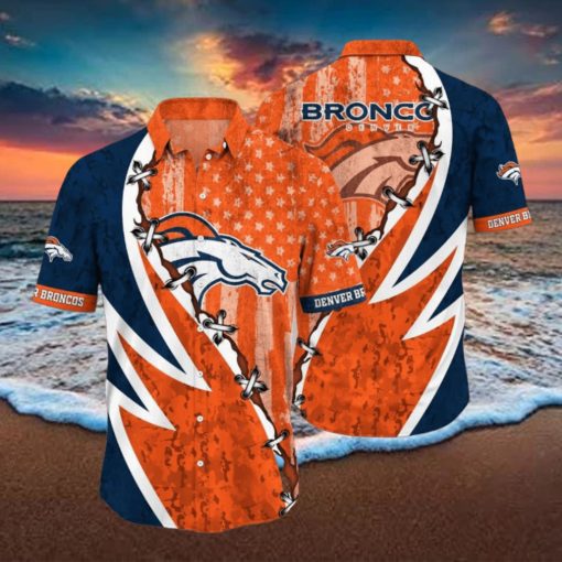 NFL Denver Broncos Hawaiian Shirt 3D Printed Graphic American Flag Print This Summer Gift For Fans