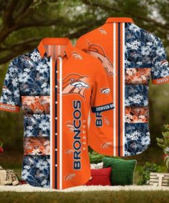 NFL Denver Broncos Tropical Flowers Orange Hawaiian Shirt