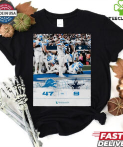 NFL Detroit Lions 47 9 Dallas Cowboys Final Score Poster t shirt