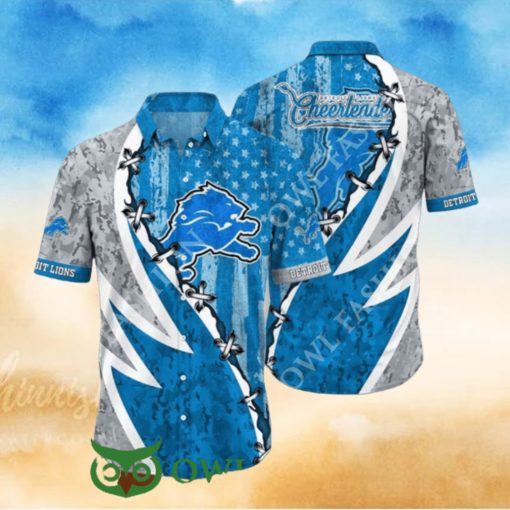 NFL Detroit Lions American Flag 3D Printed Hawaiian Shirt 2024