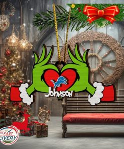 NFL Detroit Lions And Grinch Xmas Ornament Custom Your Name 2023 Christmas Tree Decorations
