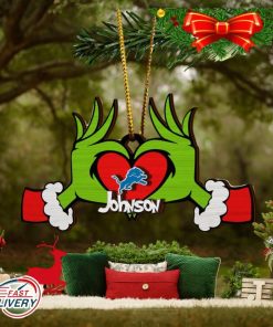 NFL Detroit Lions And Grinch Xmas Ornament Custom Your Name 2023 Christmas Tree Decorations