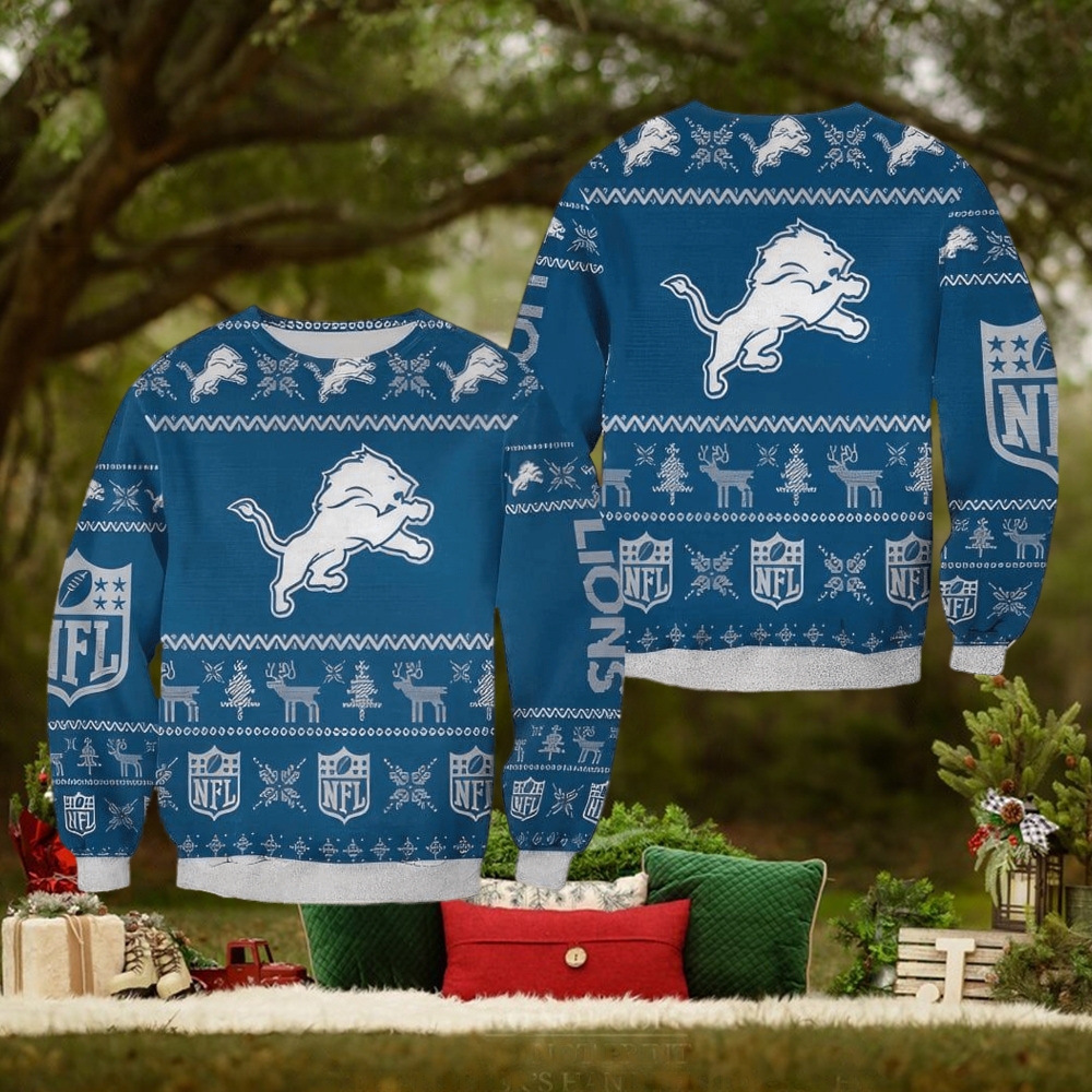 Detroit Lions Football Team Logo Ugly Christmas Sweater Custom