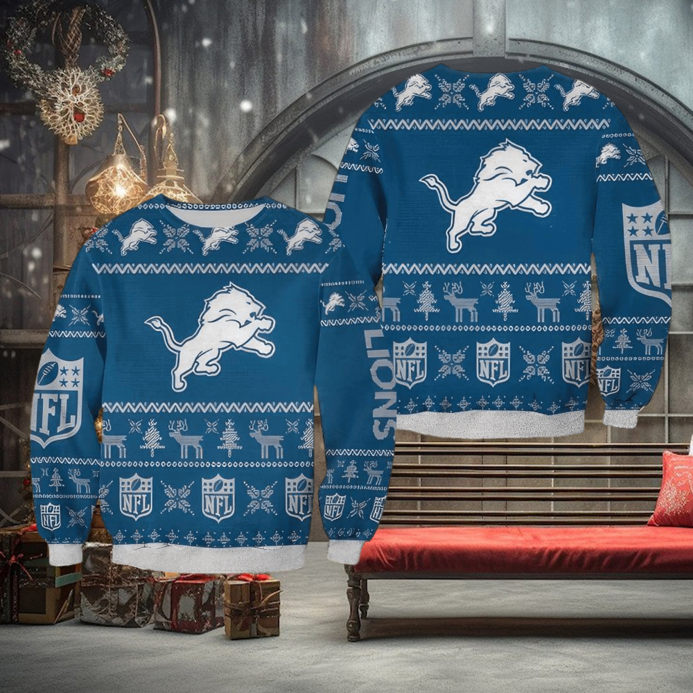 NFL Detroit Lions Christmas AOP Festivity Ugly Sweater - Limotees