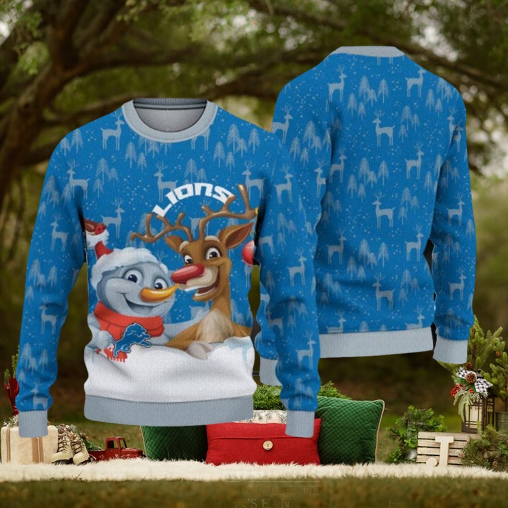 NFL Detroit Lions Christmas Reindeer Sport Christmas Ugly Sweater 3D NFL Detroit Lions Christmas Reindeer Sport Christmas Ugly Sweater 3D