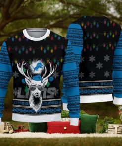 NFL Detroit Lions Christmas Reindeer V3 Sport Christmas Ugly Sweater 3D