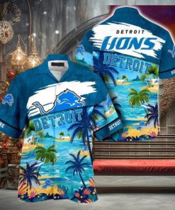 NFL Detroit Lions Custom Name Coconut Beach Hawaiian Shirt